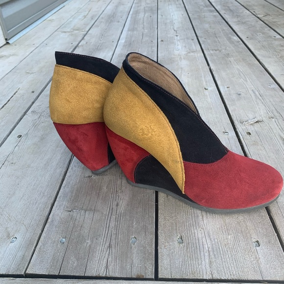 London Fly Colour Block wedge suede shoes - Picture 2 of 7